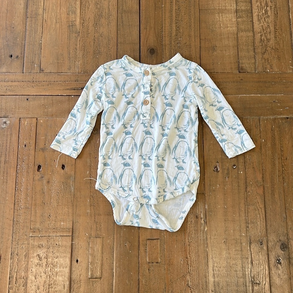 Kate Quinn bamboo blue Penguin bodysuit